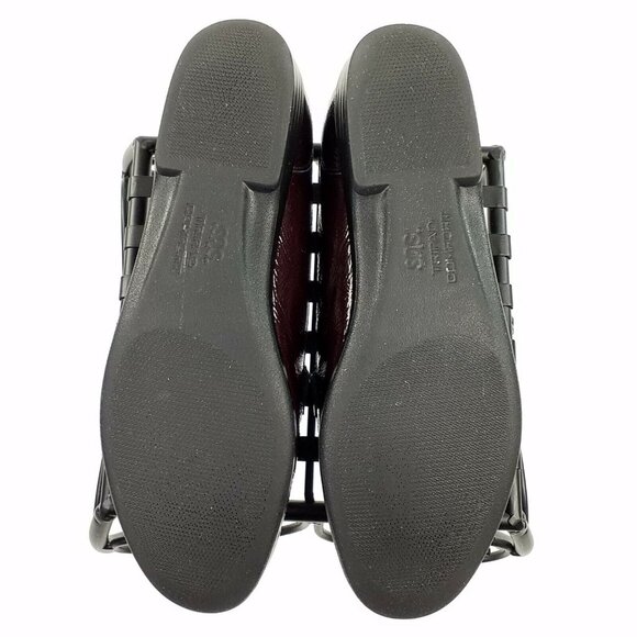 SAS Metro Bit Wine Red Patent Leather Tri Pad Footbed Loafers Womens Size 9 Slim - Picture 8 of 11